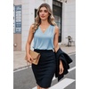 Zeagoo Women’s Silk Satin Camisole Tank Tops V Neck Blouses Work Shirts(Light Blue)
