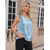 Zeagoo Women’s Silk Satin Camisole Tank Tops V Neck Blouses Work Shirts(Light Blue)