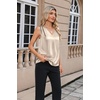 Zeagoo Women’s Silk Satin Camisole Tank Tops V Neck Blouses Work Shirts(Light Champagne)