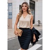 Zeagoo Women’s Silk Satin Camisole Tank Tops V Neck Blouses Work Shirts(Light Champagne)