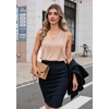 Zeagoo Women’s Silk Satin Camisole Tank Tops V Neck Blouses Work Shirts(Light Khaki)