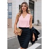 Zeagoo Women’s Silk Satin Camisole Tank Tops V Neck Blouses Work Shirts(Light Pink)