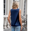 Zeagoo Women’s Silk Satin Camisole Tank Tops V Neck Blouses Work Shirts(Navy Blue)