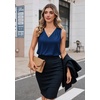Zeagoo Women’s Silk Satin Camisole Tank Tops V Neck Blouses Work Shirts(Navy Blue)