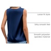 Zeagoo Women’s Silk Satin Camisole Tank Tops V Neck Blouses Work Shirts(Navy Blue)
