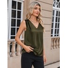 Zeagoo Women’s Silk Satin Camisole Tank Tops V Neck Blouses Work Shirts(Olive Green)