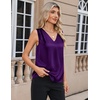 Zeagoo Women’s Silk Satin Camisole Tank Tops V Neck Blouses Work Shirts(Purple)