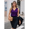 Zeagoo Women’s Silk Satin Camisole Tank Tops V Neck Blouses Work Shirts(Purple)