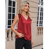 Zeagoo Women’s Silk Satin Camisole Tank Tops V Neck Blouses Work Shirts(Red)