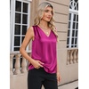 Zeagoo Women’s Silk Satin Camisole Tank Tops V Neck Blouses Work Shirts(Rose Red)