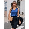 Zeagoo Women’s Silk Satin Camisole Tank Tops V Neck Blouses Work Shirts(Sky Blue)