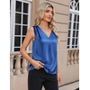 Zeagoo Women’s Silk Satin Camisole Tank Tops V Neck Blouses Work Shirts(Sky Blue)