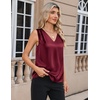 Zeagoo Women’s Silk Satin Camisole Tank Tops V Neck Blouses Work Shirts(Wine Red)