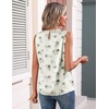 Zeagoo Womens Silk Satin Tank Tops Crew Neck Pleated Camisole Sleeveless Business Work Blouse Dressy Casual Summer Shirt(Apricot Grey Floral)