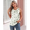 Zeagoo Womens Silk Satin Tank Tops Crew Neck Pleated Camisole Sleeveless Business Work Blouse Dressy Casual Summer Shirt(Apricot Grey Floral)