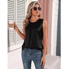 Zeagoo Womens Silk Satin Tank Tops Crew Neck Pleated Camisole Sleeveless Business Work Blouse Dressy Casual Summer Shirt(Black)