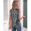 Zeagoo Womens Silk Satin Tank Tops Crew Neck Pleated Camisole Sleeveless Business Work Blouse Dressy Casual Summer Shirt(Blue Flower)
