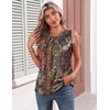 Zeagoo Womens Silk Satin Tank Tops Crew Neck Pleated Camisole Sleeveless Business Work Blouse Dressy Casual Summer Shirt(Boho Print)