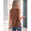 Zeagoo Womens Silk Satin Tank Tops Crew Neck Pleated Camisole Sleeveless Business Work Blouse Dressy Casual Summer Shirt(Brown)