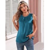 Zeagoo Womens Silk Satin Tank Tops Crew Neck Pleated Camisole Sleeveless Business Work Blouse Dressy Casual Summer Shirt(Lake Green)
