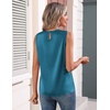 Zeagoo Womens Silk Satin Tank Tops Crew Neck Pleated Camisole Sleeveless Business Work Blouse Dressy Casual Summer Shirt(Lake Green)