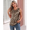 Zeagoo Womens Silk Satin Tank Tops Crew Neck Pleated Camisole Sleeveless Business Work Blouse Dressy Casual Summer Shirt(Leopard Print)
