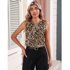 Zeagoo Womens Silk Satin Tank Tops Crew Neck Pleated Camisole Sleeveless Business Work Blouse Dressy Casual Summer Shirt(Leopard Print)