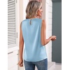 Zeagoo Womens Silk Satin Tank Tops Crew Neck Pleated Camisole Sleeveless Business Work Blouse Dressy Casual Summer Shirt(Light Blue)
