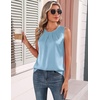 Zeagoo Womens Silk Satin Tank Tops Crew Neck Pleated Camisole Sleeveless Business Work Blouse Dressy Casual Summer Shirt(Light Blue)