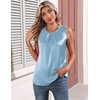 Zeagoo Womens Silk Satin Tank Tops Crew Neck Pleated Camisole Sleeveless Business Work Blouse Dressy Casual Summer Shirt(Light Blue)