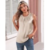 Zeagoo Womens Silk Satin Tank Tops Crew Neck Pleated Camisole Sleeveless Business Work Blouse Dressy Casual Summer Shirt(Light Champagne)