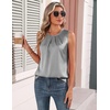 Zeagoo Womens Silk Satin Tank Tops Crew Neck Pleated Camisole Sleeveless Business Work Blouse Dressy Casual Summer Shirt(Light Grey)