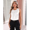 Zeagoo Womens Silk Satin Tank Tops Crew Neck Pleated Camisole Sleeveless Business Work Blouse Dressy Casual Summer Shirt(Lightweight White)