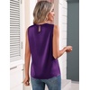 Zeagoo Womens Silk Satin Tank Tops Crew Neck Pleated Camisole Sleeveless Business Work Blouse Dressy Casual Summer Shirt(Purple)