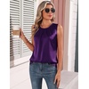 Zeagoo Womens Silk Satin Tank Tops Crew Neck Pleated Camisole Sleeveless Business Work Blouse Dressy Casual Summer Shirt(Purple)