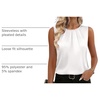 Zeagoo Womens Silk Satin Tank Tops Crew Neck Pleated Camisole Sleeveless Business Work Blouse Dressy Casual Summer Shirt(White)