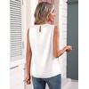 Zeagoo Womens Silk Satin Tank Tops Crew Neck Pleated Camisole Sleeveless Business Work Blouse Dressy Casual Summer Shirt(White)