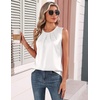 Zeagoo Womens Silk Satin Tank Tops Crew Neck Pleated Camisole Sleeveless Business Work Blouse Dressy Casual Summer Shirt(White)