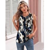 Zeagoo Womens Silk Satin Tank Tops Crew Neck Pleated Camisole Sleeveless Business Work Blouse Dressy Casual Summer Shirt(White Black Flower)