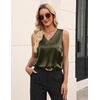 Zeagoo Women’s Silk Satin Tank Tops V Neck Camisoles Sleeveless Blouses(Army Green)