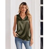 Zeagoo Women’s Silk Satin Tank Tops V Neck Camisoles Sleeveless Blouses(Army Green)
