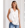Zeagoo Women’s Silk Satin Tank Tops V Neck Camisoles Sleeveless Blouses(A-white)