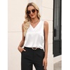 Zeagoo Women’s Silk Satin Tank Tops V Neck Camisoles Sleeveless Blouses(A-white)