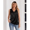Zeagoo Women’s Silk Satin Tank Tops V Neck Camisoles Sleeveless Blouses(Black)