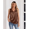 Zeagoo Women’s Silk Satin Tank Tops V Neck Camisoles Sleeveless Blouses(Brown)