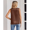 Zeagoo Women’s Silk Satin Tank Tops V Neck Camisoles Sleeveless Blouses(Brown)