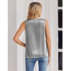 Zeagoo Women’s Silk Satin Tank Tops V Neck Camisoles Sleeveless Blouses(Grey)
