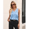 Zeagoo Women’s Silk Satin Tank Tops V Neck Camisoles Sleeveless Blouses(Light Blue)