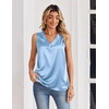 Zeagoo Women’s Silk Satin Tank Tops V Neck Camisoles Sleeveless Blouses(Light Blue)