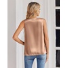 Zeagoo Women’s Silk Satin Tank Tops V Neck Camisoles Sleeveless Blouses(Light Coffee)